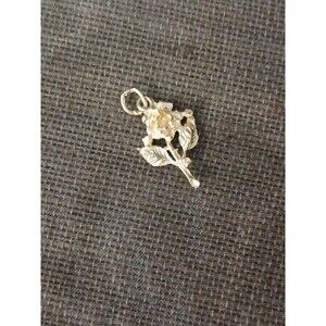 14k Yellow Gold Rose Flower Charm Pendant